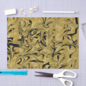 イエロー金ゴールドとブラックエレガントグラムマーブルスワール 薄葉紙 (クラフト)