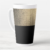 イエロー金ゴールドとブラックラグジュアリーモダン名 カフェラテマグ (左アングル)