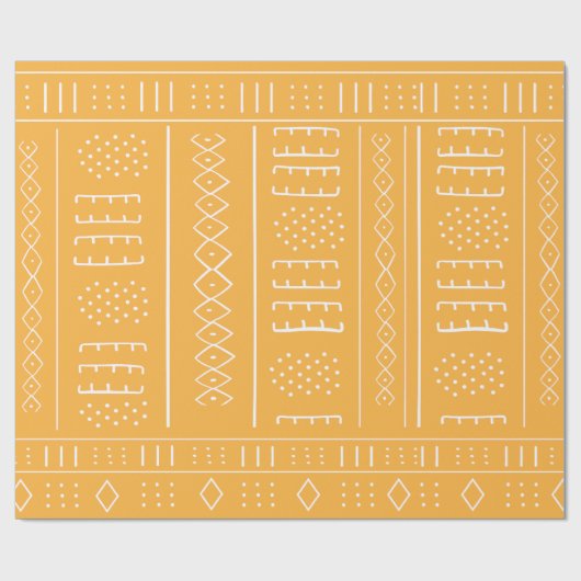 イエロー金ゴールドアフリカの部族模様の包み紙 ラッピングペーパー (フラット)