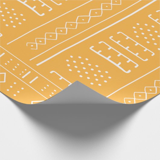 イエロー金ゴールドアフリカの部族模様の包み紙 ラッピングペーパー (角)