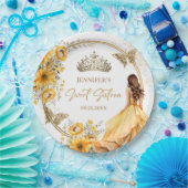 イエロー金ゴールドガールプリンセスティアラフローラスウィート16 ペーパープレート (パーティー)