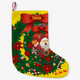 イエロー金ゴールドクリスマスホリデーサンタストッキング スモールクリスマスストッキング