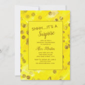 イエロー金ゴールドグリッターサプライズバースデーパーティー 招待状 (正面)