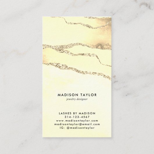 イエロー金ゴールドグリッターマーブルゲートジュエリーディスプレイ 名刺 (裏面)