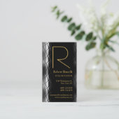 イエロー金ゴールドシルバーグレーモノグラムビジネスカード 名刺 (スタンド正面)