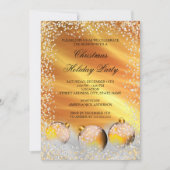 イエロー金ゴールドスノウーブレスクリスマスホリデーパーティー 招待状 (正面)