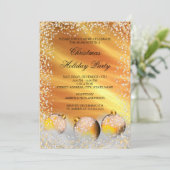 イエロー金ゴールドスノウーブレスクリスマスホリデーパーティー 招待状 (スタンド正面)