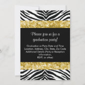 イエロー金ゴールドスパークルゼブラボウ卒業招待状 招待状 (裏面)