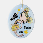 イエロー金ゴールドチアリーダガールオーナメントブロンドヘア セラミックオーナメント (右)