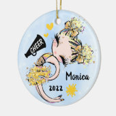 イエロー金ゴールドチアリーダガールオーナメントブロンドヘア セラミックオーナメント (左)