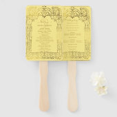 イエロー金ゴールドデコシックグラム結婚式 プログラム ハンドファン (正面&裏面)