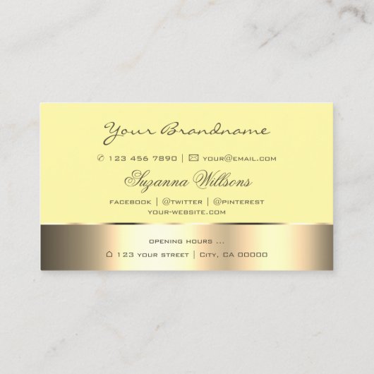 イエロー金ゴールドデコーキュートバラフラワーモダンフローラ 名刺 (裏面)