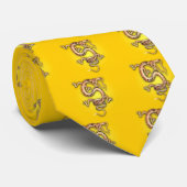 イエロー金ゴールドドラゴンファンタジー生き物オリエンタルグラフ ネクタイ (ロール)