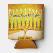 イエロー金ゴールドハヌカー(ユダヤ教)メノラーピースラブライトはっきりした 缶クーラー (正面)