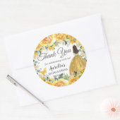 イエロー金ゴールドバラフローラ蝶プリンセスの好意 ラウンドシール (封筒)
