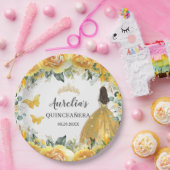 イエロー金ゴールドバラフローラ蝶プリンセス  ペーパープレート (パーティー)