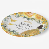 イエロー金ゴールドバラフローラ蝶プリンセス  ペーパープレート (アングル)