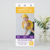 イエロー金ゴールドパープルスポーツのイベントチケット誕生日 招待状 (スタンド正面)