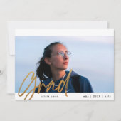 イエロー金ゴールドブラシグラッド2枚モダン写真 案内状 (正面)