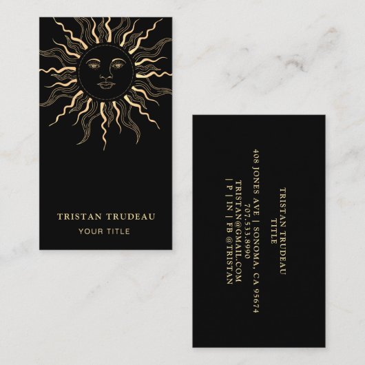 イエロー金ゴールドブラックサンムーンシテリア 名刺 (正面/裏面)