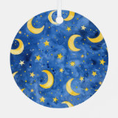 イエロー金ゴールドブルースターズモーンスクリスマス メタルオーナメント (裏面)