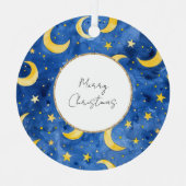 イエロー金ゴールドブルースターズモーンスクリスマス メタルオーナメント (正面)