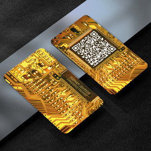 イエロー金ゴールドプリント回路カスタムボードQRコード 名刺
