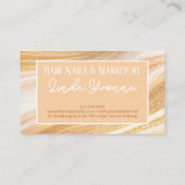 イエロー金ゴールドベージュホワイトマーブルアゲートアートパターン 名刺 (裏面)