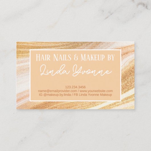 イエロー金ゴールドベージュホワイトマーブルアゲートアートパターン 名刺 (裏面)