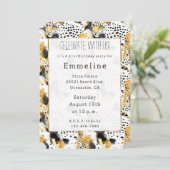 イエロー金ゴールドホワイトブラックヒョウ抽象芸術 招待状 (スタンド正面)