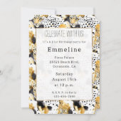 イエロー金ゴールドホワイトブラックヒョウ抽象芸術 招待状 (正面)