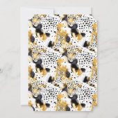 イエロー金ゴールドホワイトブラックヒョウ抽象芸術 招待状 (裏面)
