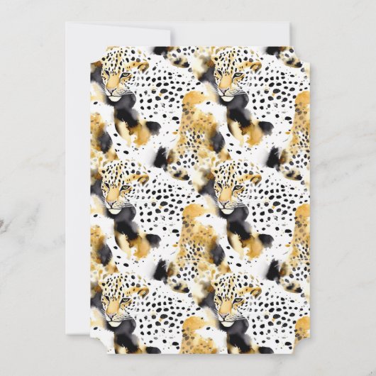 イエロー金ゴールドホワイトブラックヒョウ抽象芸術 招待状 (裏面)