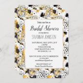 イエロー金ゴールドホワイトブラックヒョウ抽象芸術 招待状 (正面/裏面)