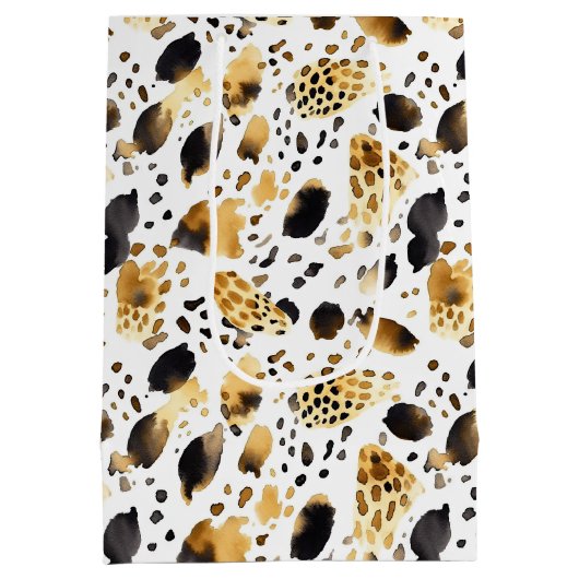 イエロー金ゴールドホワイトブラックレオパード ミディアムペーパーバッグ (裏面)