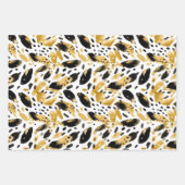 イエロー金ゴールドホワイトブラックレオパード ラッピングペーパーシート (正面2)
