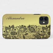 イエロー金ゴールドメタリックデザイン&ブラックヴィンテージレース Case-Mate iPhoneケース (裏面(横))