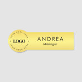 イエロー金ゴールドメタリック丸カスタム円ロゴ 名札 (正面)