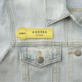 イエロー金ゴールドメタリック丸カスタム円ロゴ 名札 (インサイチュ)