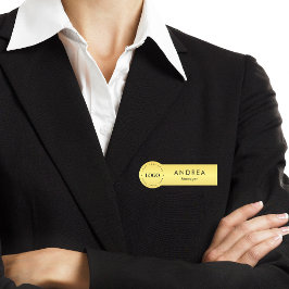 イエロー金ゴールドメタリック丸カスタム円ロゴ 名札