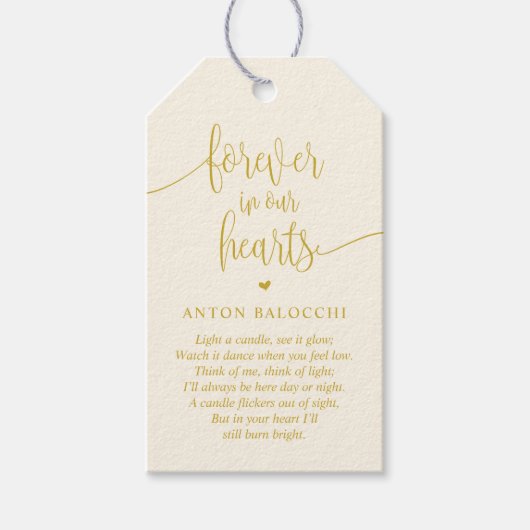 イエロー金ゴールドメモリアルキャンドル葬儀社ラベル ギフトタグ (正面)