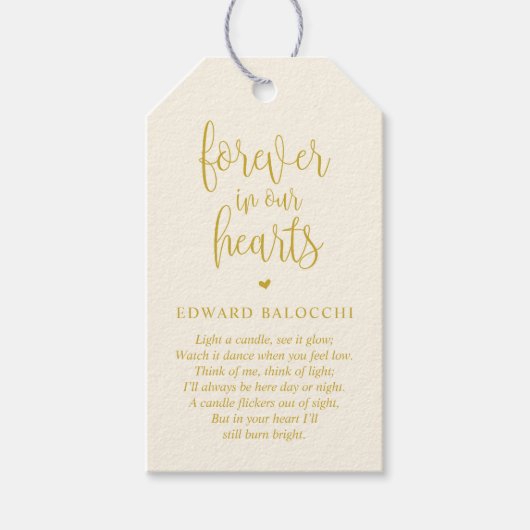 イエロー金ゴールドメモリアルキャンドル葬儀社ラベル ギフトタグ (正面)