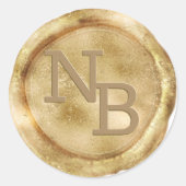 イエロー金ゴールドモノグラムのワックスシール ラウンドシール (正面)