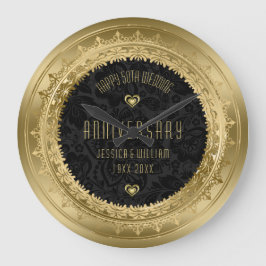 イエロー金ゴールドレース結婚フレーム25周年 ラージ壁時計