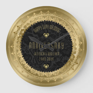 イエロー金ゴールドレース結婚フレーム25周年 ラージ壁時計