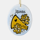 イエロー金ゴールド応援オーナメントメガフォンポムポムカワイイ セラミックオーナメント (右)