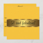 イエロー金ゴールド素敵な50歳の誕生日パーティー 招待状 (正面/裏面)
