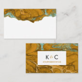 イエロー金ゴールド&アクアミニマルフラット座席表 名刺 (正面/裏面)