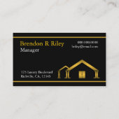 イエロー金ゴールド&ブラックホーム建物&建築 名刺 (裏面)