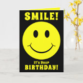 イエロー顔スマイルits誕生日 カード (黄色い花)